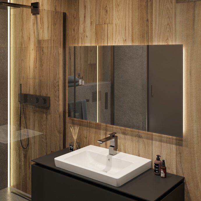 Зеркало DIWO Элиста 120 с подсветкой, прямоугольное, в стиле лофт, инфракрасное управление ЗЛП1745 - 2