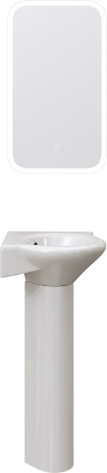 Комплект  Раковина DIWO Псков 0100 угловая + Зеркало DIWO Псков 40 с подсветкой + Сифон для раковины Wirquin Минор с отводом для стиральной машины + П 550542 - 3