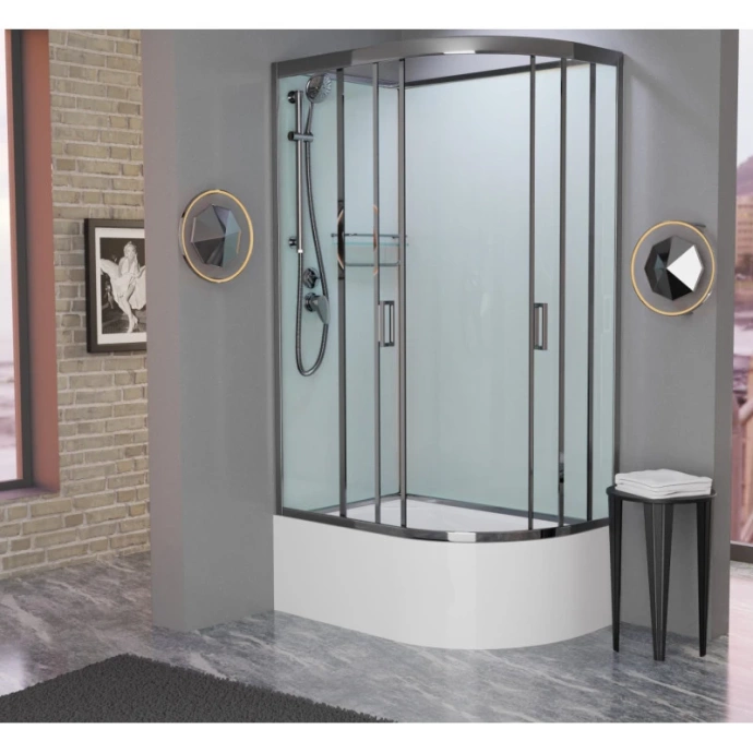 Душевая кабина Frank Brilliant 120х80 левая хром стекло прозрачное 188009 - 1