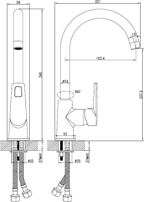 Смеситель для кухни, Runo, IDDIS, RUNSBJ0i05 - 7