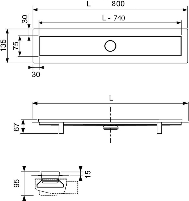 Душевой лоток TECE linus 15100089 80 см комплект - 2