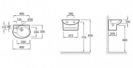 Подвесная раковина Jacob Delafon Presquile  E1337-00 - 1
