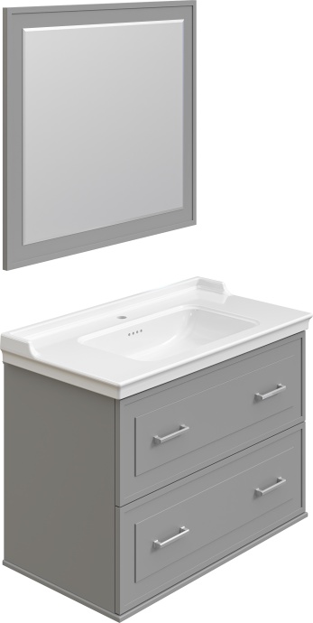 Мебель для ванной STWORKI Хадстен 100 cерая, подвесная, из МДФ, российская (гарнитур, комплект) 540925 - 6