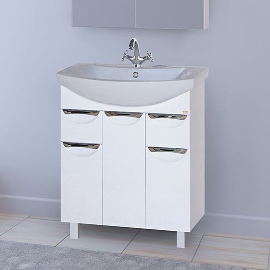 Тумба с раковиной Misty Лаванда 70 с ящиками - 0