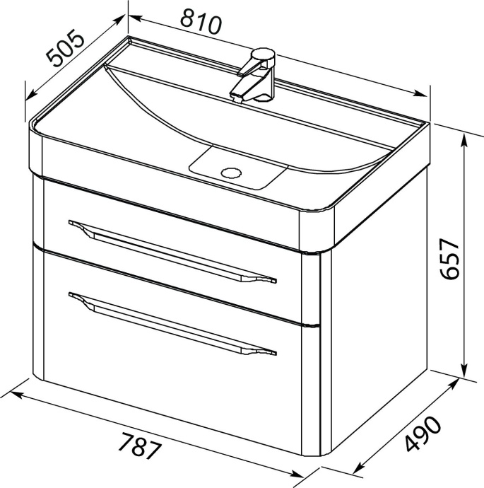 Тумба для комплекта Aquanet Виченца 80 белый глянец 196963 - 3