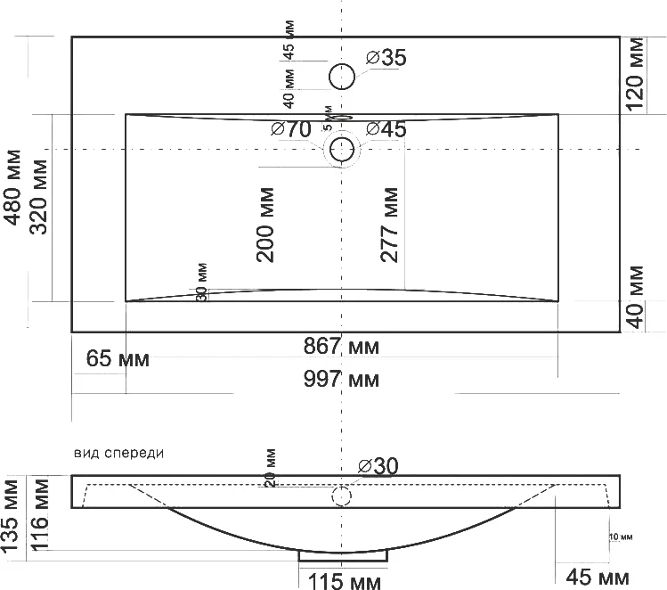 Раковина из искусственного мрамора, Белая, AM-LAV-1000-MR-A - 2