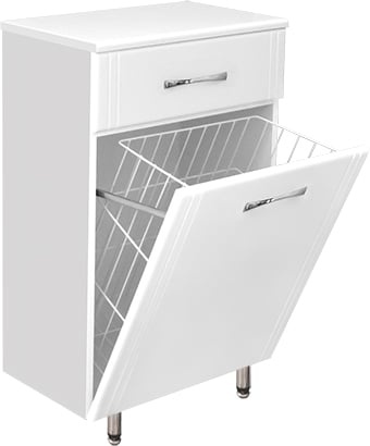 Тумба Style Line Эко Стандарт ТН 60 с бельевой корзиной, белая ЛС-00000229 - 3