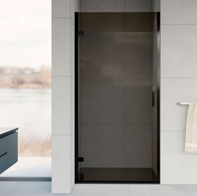 Душевая дверь в нишу Vincea Flex VDP-1F900CGB 90 см, хром, черный профиль, стекло тонированное - 0