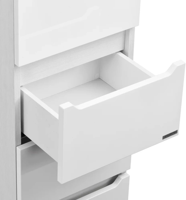 Шкаф пенал Aquaton Дакота 34 с бельевой корзиной белый - светлое дерево 1A203203DAAY0 - 2