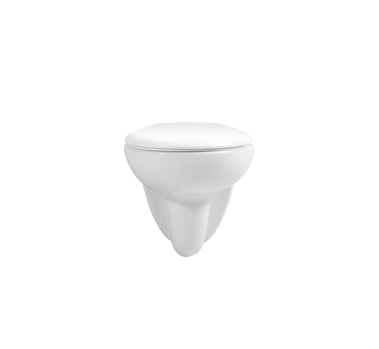 AQ1170-00 КАИР Унитаз подвесной безободковый 525*365*380мм, тонкое сиденье с механизмом плавного закрывания, крепеж - 4