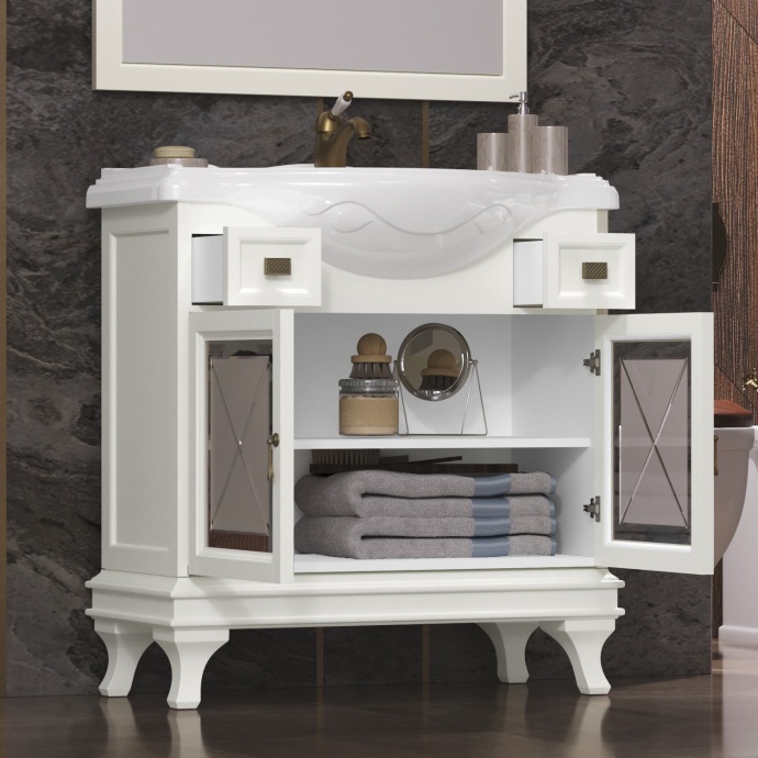 Тумба с раковиной Opadiris Борджи 85 слоновая кость - 3