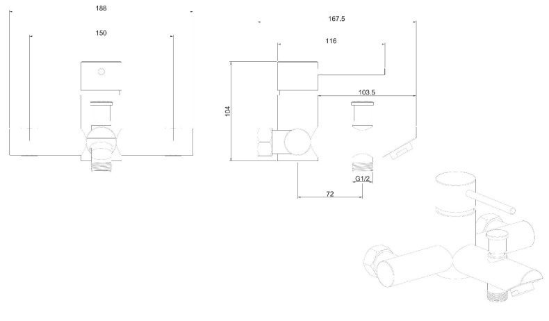 Смеситель для ванны Allen Brau Glority хром 5.51003-00 - 1