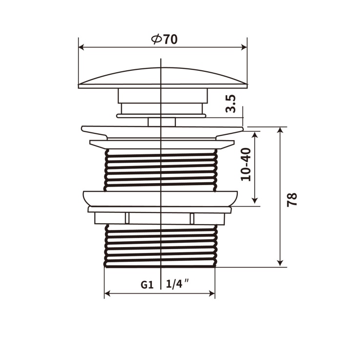Донный клапан Vincea без перелива серый матовый DBS0-216MG - 1