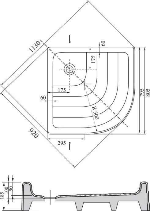 Поддон для душа Ravak Ronda-80 PU с экраном A204001120 - 1