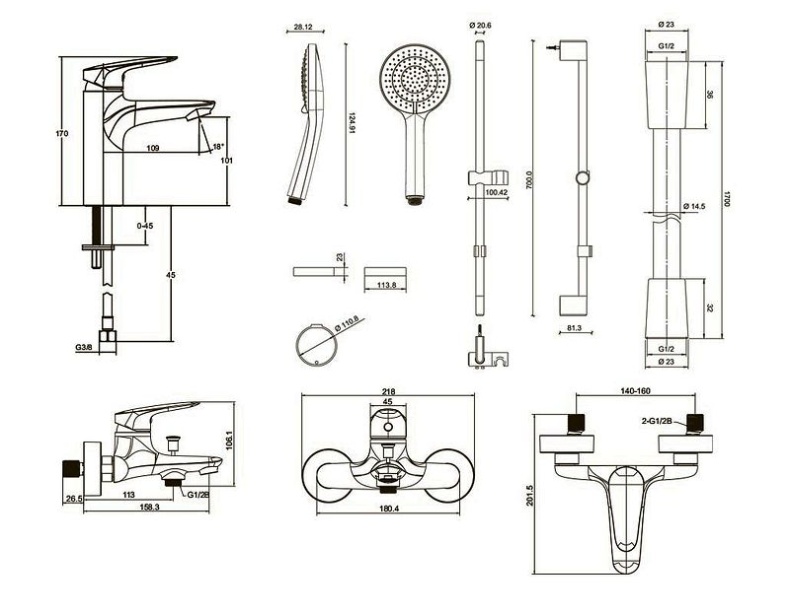 Душевой комплект Jacob Delafon Elite E32911RU-CP 3 в 1 два смесителя + душевой гарнитур - 4