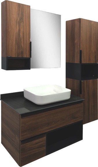 Зеркало-шкаф Comforty Штутгарт 90, дуб тёмно-коричневый 00004151038 - 2