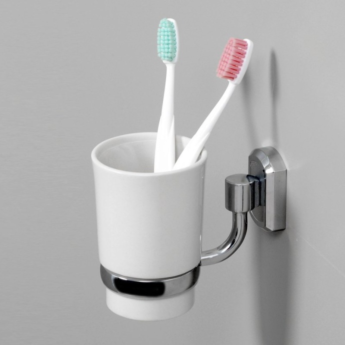 Стакан для зубных щеток WasserKRAFT  хром - белый K-28128 - 1