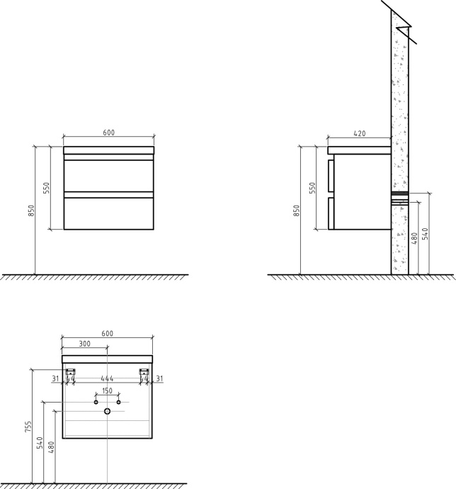 Тумба для комплекта BelBagno Energia-N 60 bianco lucido подвесная ENERGIA-N-600-2C-SO-BL - 6