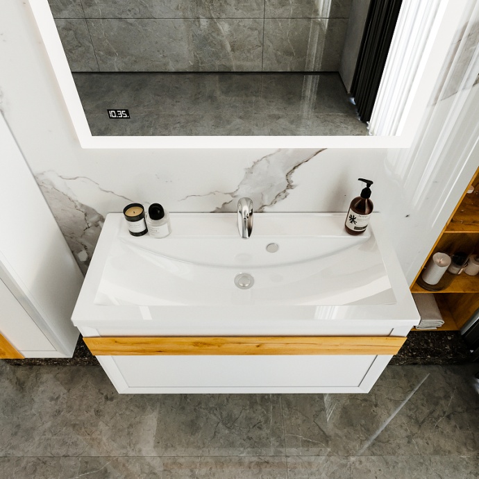 Тумба под раковину Бриклаер Берлин 100 белый глянец  4627125416095 - 2