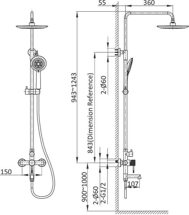 Душевая стойка Vincea Desire хром VSFS-1D1CH - 2
