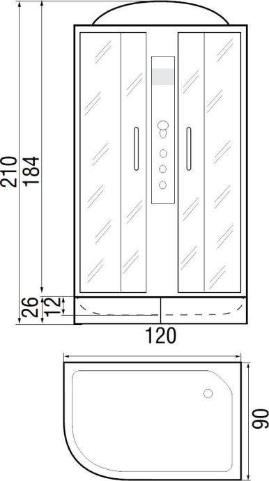 Душевая кабина с поддоном River Desna 120/90/24 MT R  10000002993 - 1