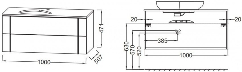 NOUVELLE VAGUE EB3040-N18 Тумба 100 см под раковину - 2 ящика, белый - 1