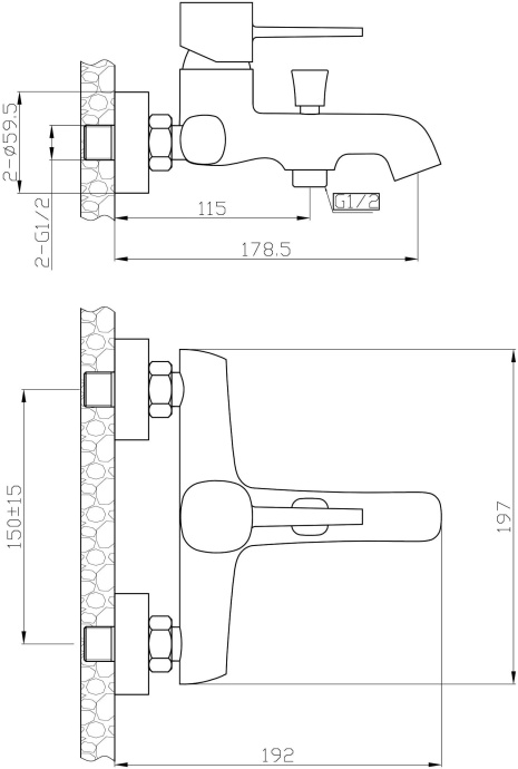 Смеситель Orange Karl M05-100W для ванны с душем - 1