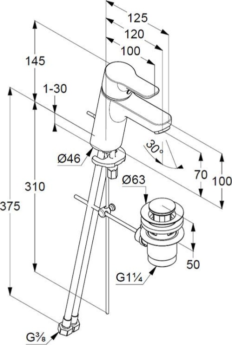 Смеситель Kludi Pure&Easy для раковины 372820565 - 4