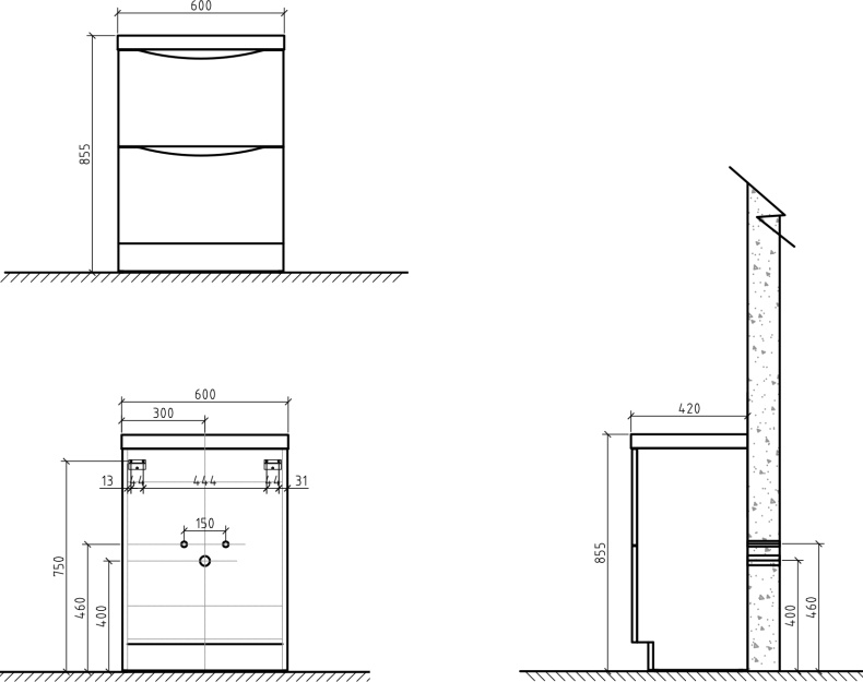Тумба для комплекта BelBagno Ancona-N 60 rovere moro напольная ANCONA-N-600-2C-PIA-RW - 4