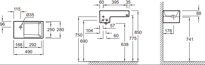 Рукомойник Jacob Delafon Terrace EGA012 49 см EGA012-00 - 1