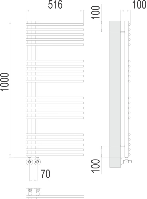 Водяной полотенцесушитель Terminus Астра П20 500х1000 Хром 4670078530493 - 2