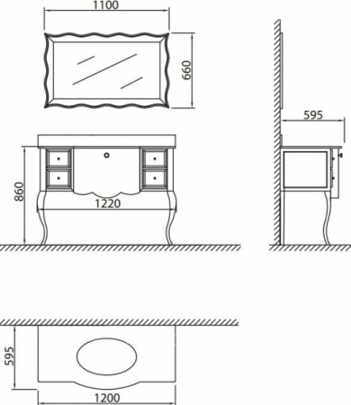 Мебельная раковина Belbagno Angel 120х59,5 белый  BB320ANB-B - 2