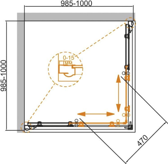 Душевой уголок Cezares Giubileo-A-2-100 прозрачное стекло, бронза GIUBILEO-A-2-100-SCORREVOLE-C-Br - 4