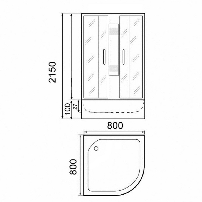 Душевая кабина Parly Frost 80х80 черная стекло матовое F811B - 1