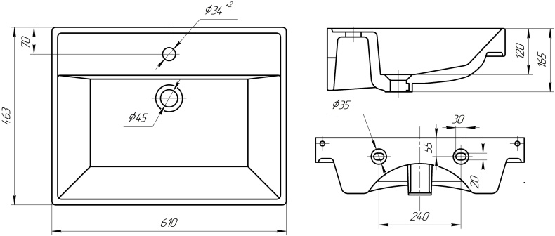 Тумба с раковиной DIWO Архангельск 60 дуб сонома, подвесная 569760 - 8