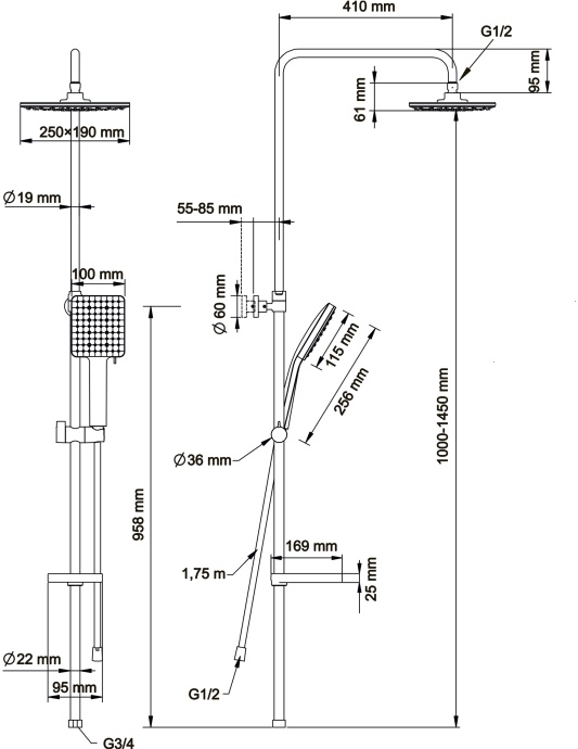 Душевая стойка Swedbe Hermes 5105B - 6