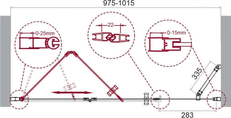 Душевая дверь BelBagno Albano 100(30+70)х195 профиль хром стекло прозрачное ALBANO-BS-13-30+70-C-Cr - 6