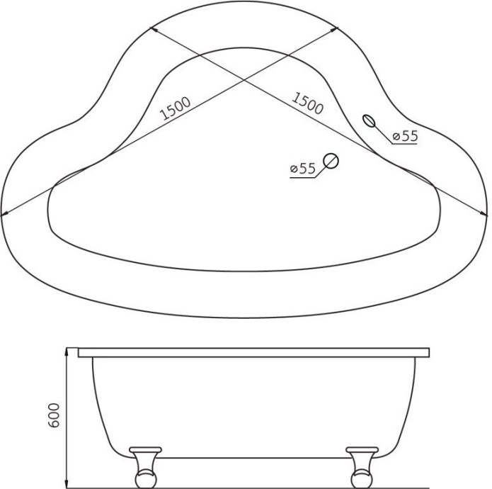 Акриловая ванна BelBagno BB07 - 2