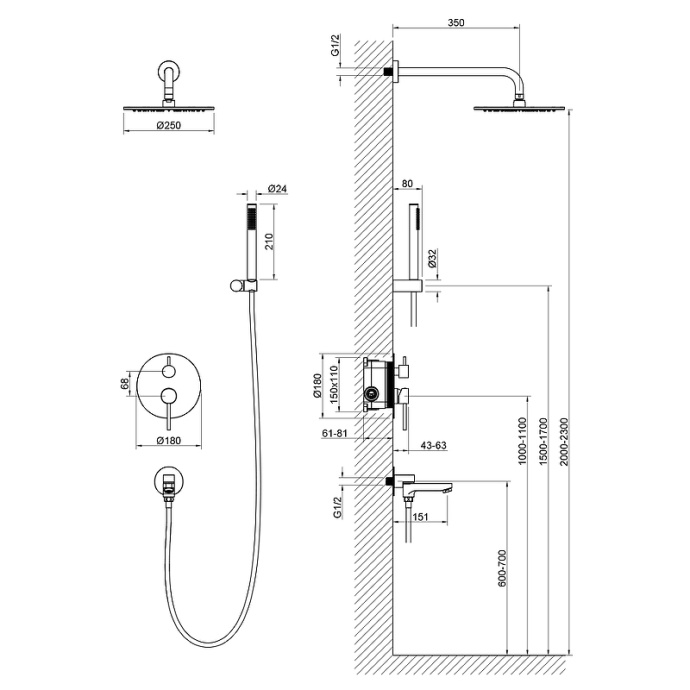 Душевая система встроенная Timo Saona хром SX-2379/00SM - 1