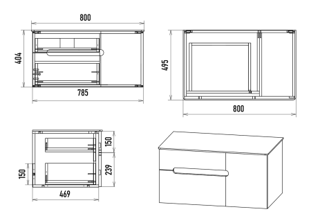 Тумба с раковиной Misty Роял 80 белая матовая УТ000014961 - 2