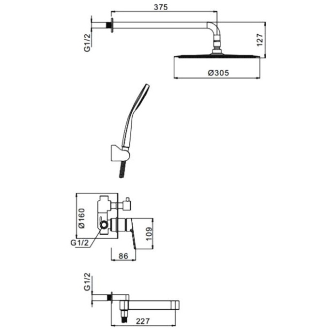 Душевой комплект Gappo G7199-30 - 1