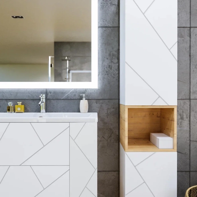 Тумба под раковину Бриклаер Кристалл 90 белая матовая  4627125415975 - 7