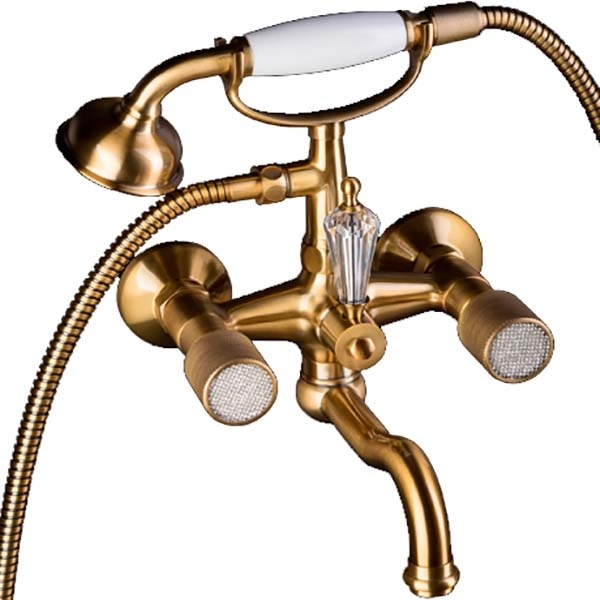 Смеситель для ванны Boheme Royal Cristal бронза с переключателем Swarovski 313-Royal - 0