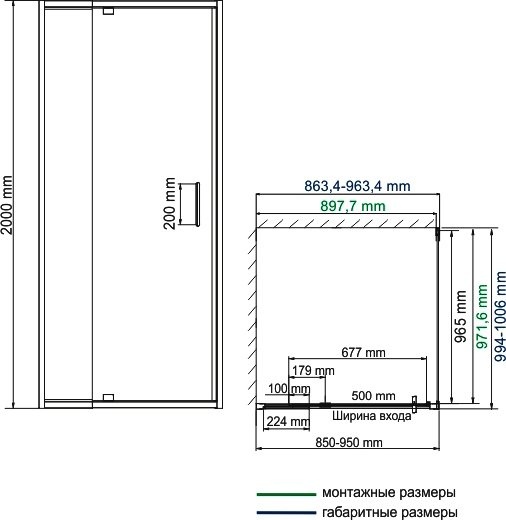 Душевой уголок Wasserkraft Berkel 48P18 90x100 см - 6