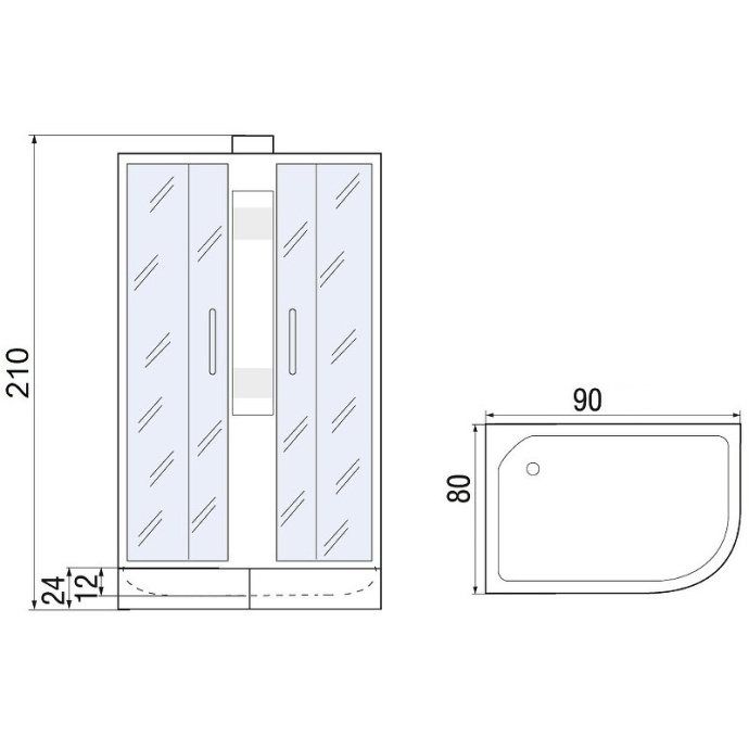 Душевая кабина с поддоном River Nara 90/80/24 MT R  10000008791 - 5