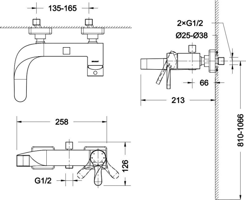 Смеситель Bravat Wave F674108C-01 для ванны с душем - 2