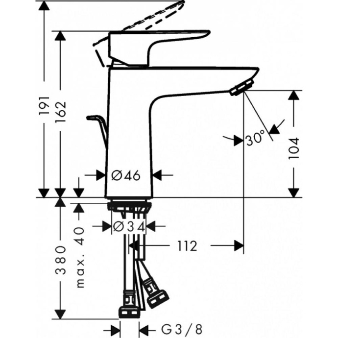 71712700 HG Talis E 110 смеситель для раковины без донного клапана матовый белый - 1