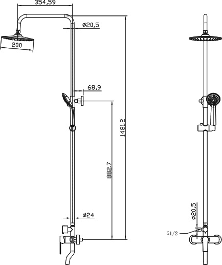 Душевая стойка Milardo Helic HELSB1FM06 - 4