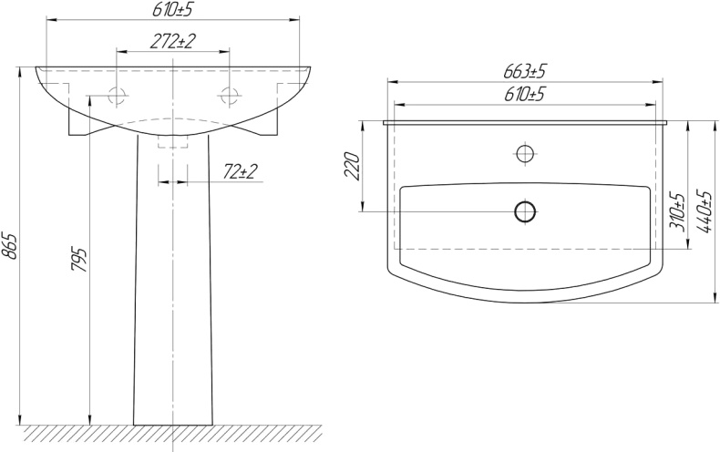 Раковина DIWO Дмитров 0113 с пьедесталом 550467 - 8