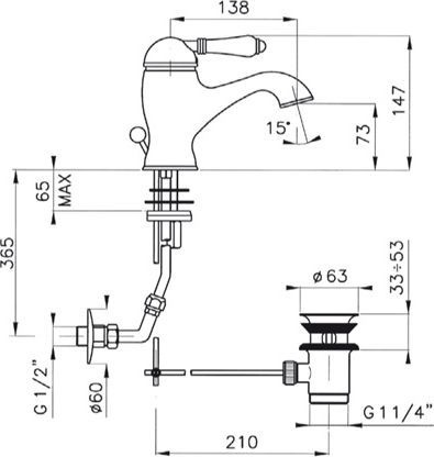 Смеситель для раковины Nicolazzi Petit M.Blanc белый, бронза  3402DB76 - 3